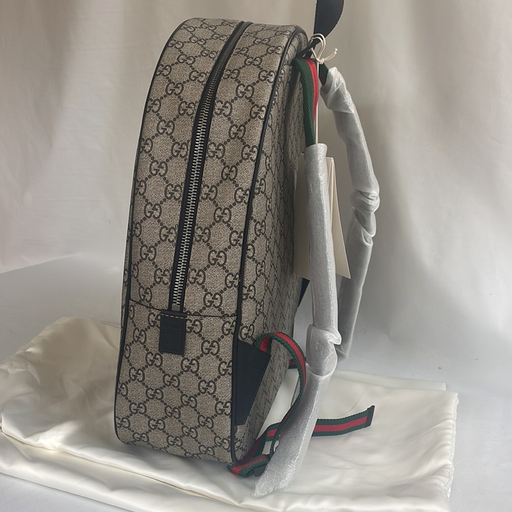 COPY - $1290 Gucci Brown Coated Canvas Punky FriendGRG Web Straps Backpack 4335… - Picture 11 of 17